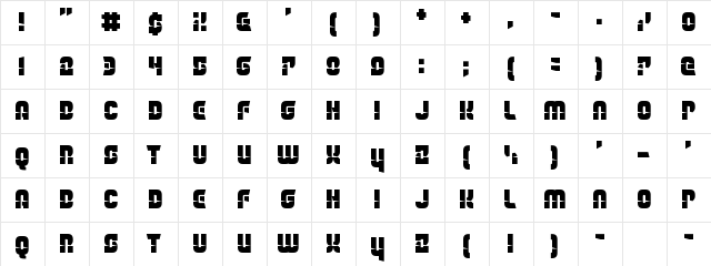 The Light Brigade Regular  glyph index