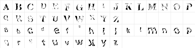 Cutted Regular  glyph index