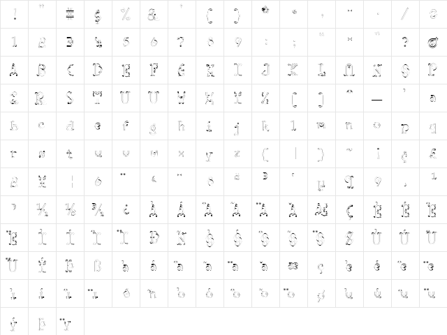 Missionary Regular  glyph index