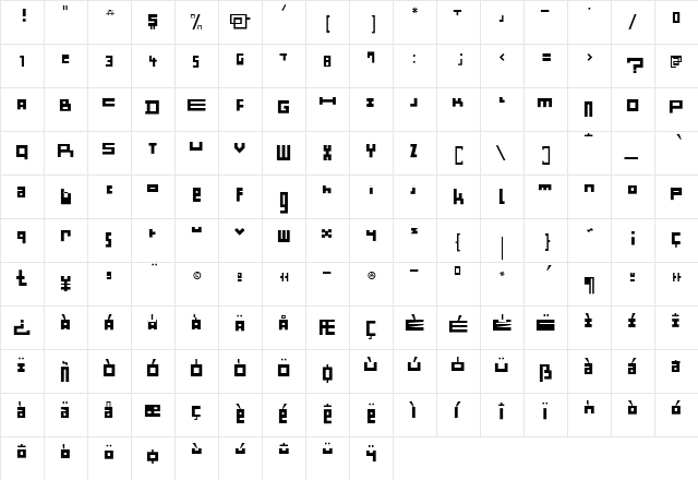 Minimum Bold  glyph index