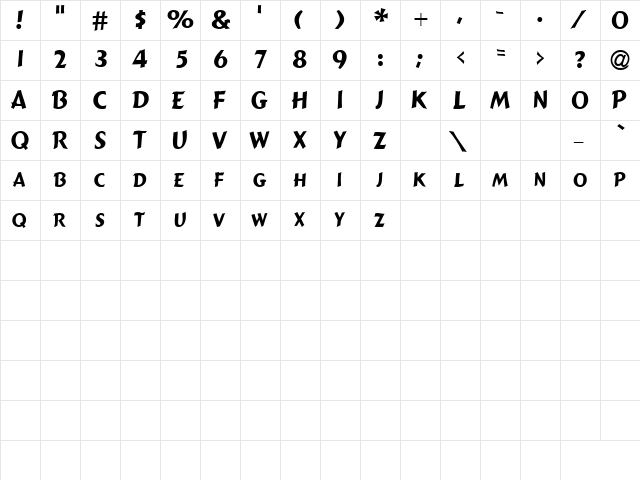GE Greenway Caps Regular  glyph index