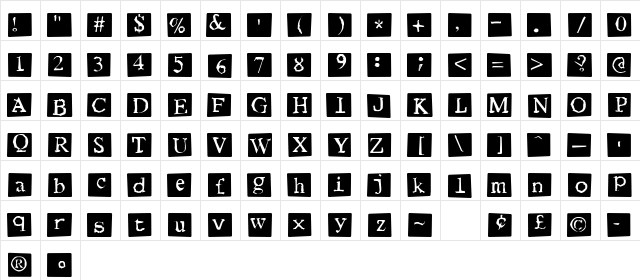 Human Condition Regular  glyph index