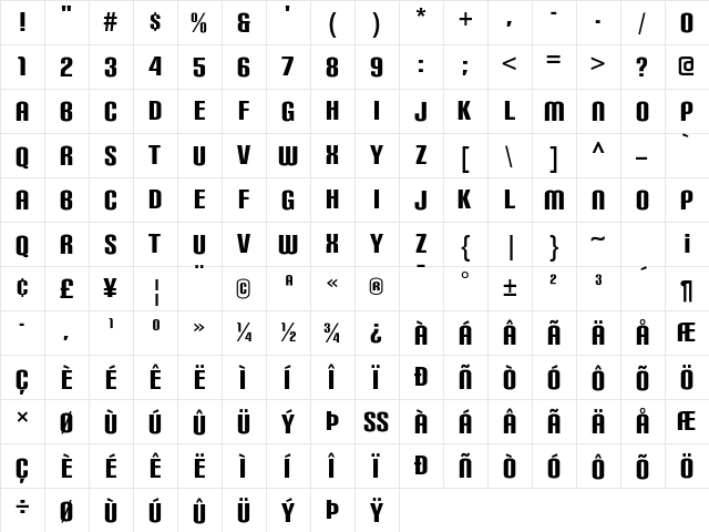 Carbon Black  glyph index