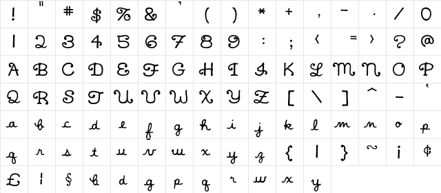 Little Golden Regular  glyph index