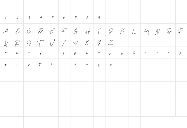 Gisellia Signature Regular  glyph index