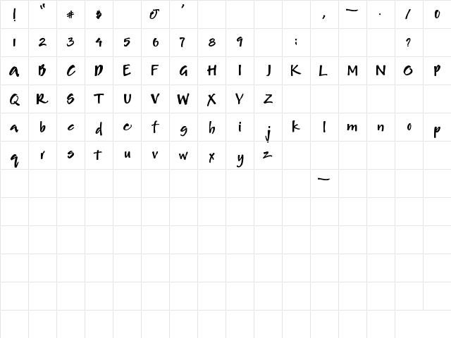 Just One More Picture Regular  glyph index