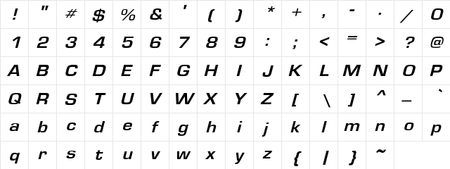 GardenwayExtObl Regular  glyph index