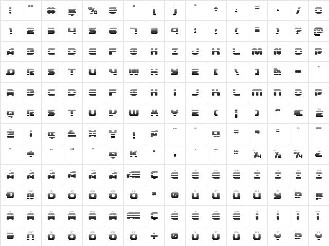 1st Enterprises Gradient Regular  glyph index