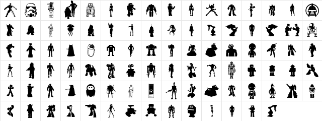 Look sir, droids! Regular  glyph index