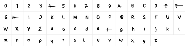 OhMyHand Regular  glyph index