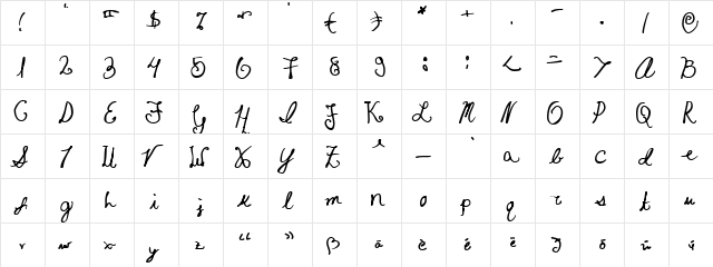 Liesanda Script Medium  glyph index