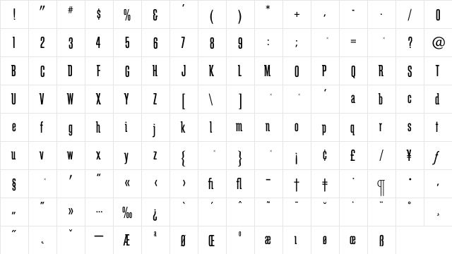 SchindlerMedium Regular  glyph index
