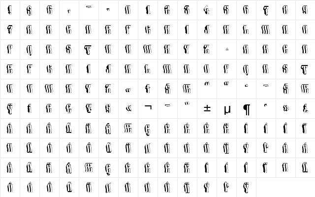 a_Harder3dWv Regular  glyph index