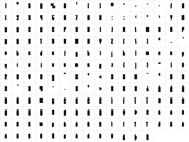 Armada Regular  glyph index
