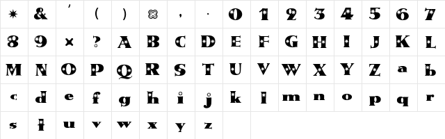 2Peas RP Majeste Regular  glyph index