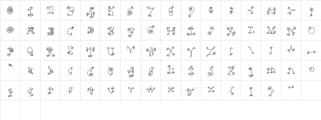 Fancy Nancy Regular  glyph index