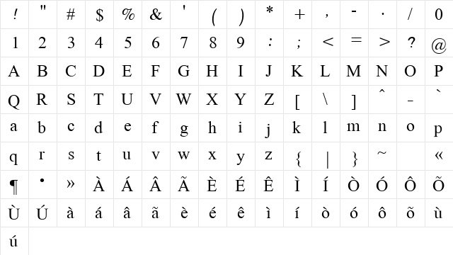 Tai Heritage Pro Regular  glyph index