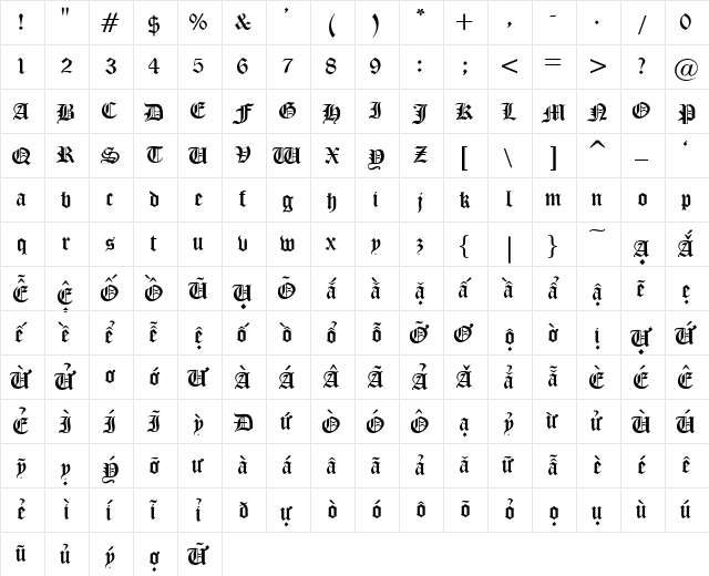 VI Lꠓa Regular  glyph index