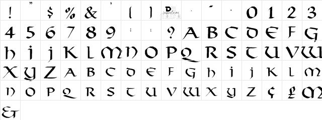 Viking Regular  glyph index