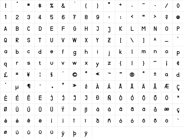 Fibel Sued Bold  glyph index