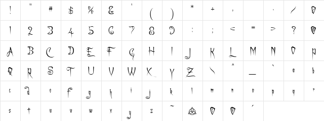 Charming Font Regular  glyph index
