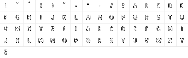 Paradise Road Outline  glyph index