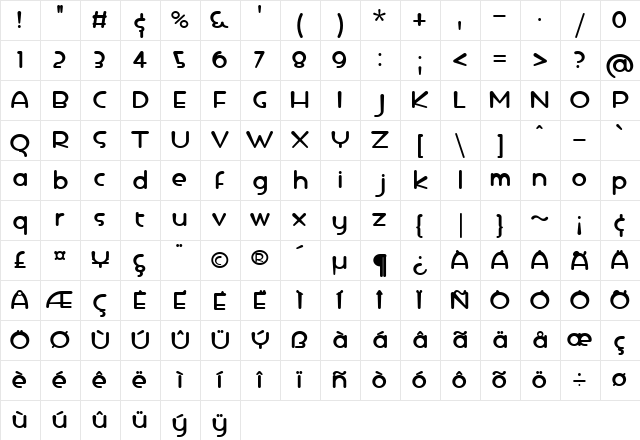 iCE DROP Regular  glyph index