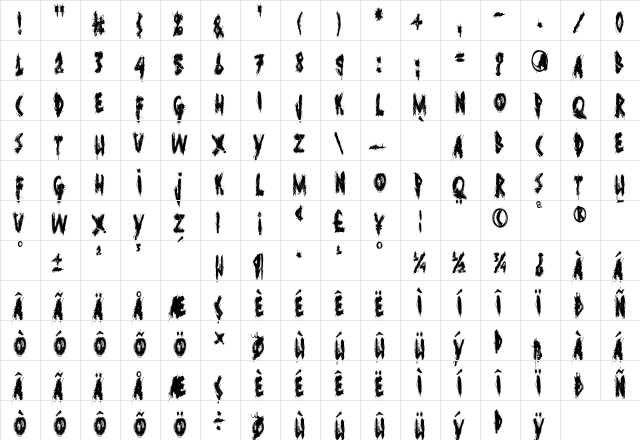 Ghost Reverie Condensed Regular  glyph index