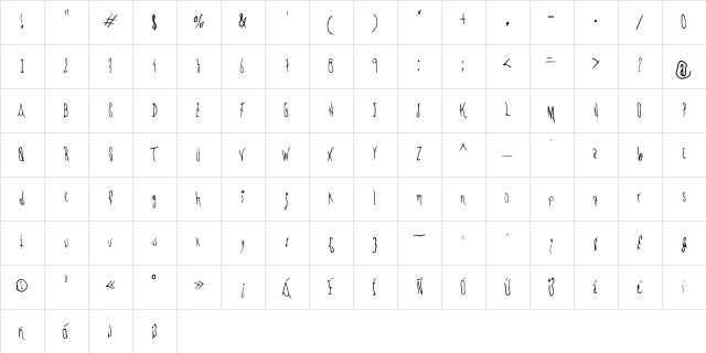 CHEMOs Font Regular  glyph index