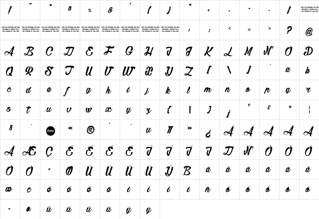 Sketch Regular  glyph index