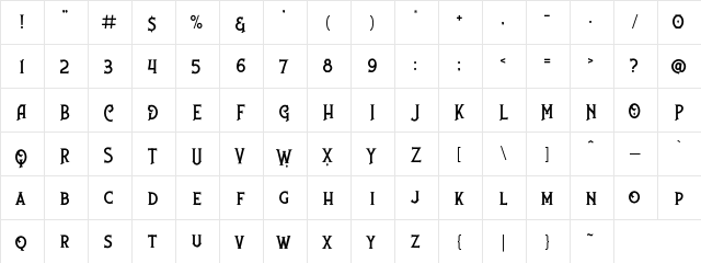 Nufced DEMO Regular  glyph index