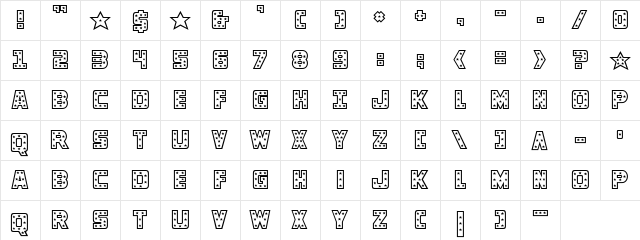 Knievel Regular  glyph index