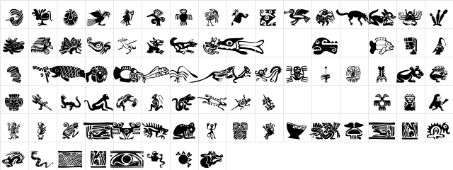 101! Meso Deko Regular  glyph index