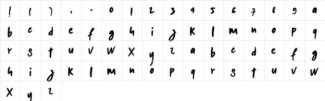 kalem Regular  glyph index