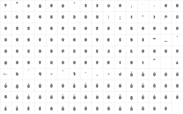 Zebraw Regular  glyph index