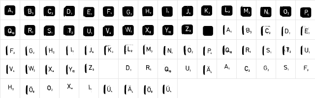 scrabble Regular  glyph index