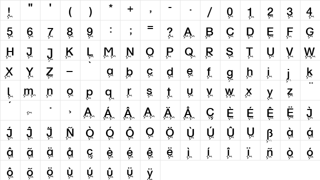 AILaufendes Regular  glyph index