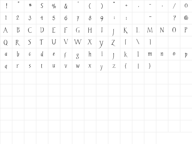 AL Updated Classic Regular  glyph index