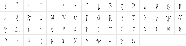 Scrawlings Regular  glyph index