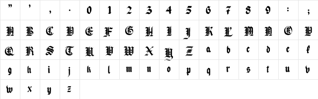 Pau the 1st Regular  glyph index