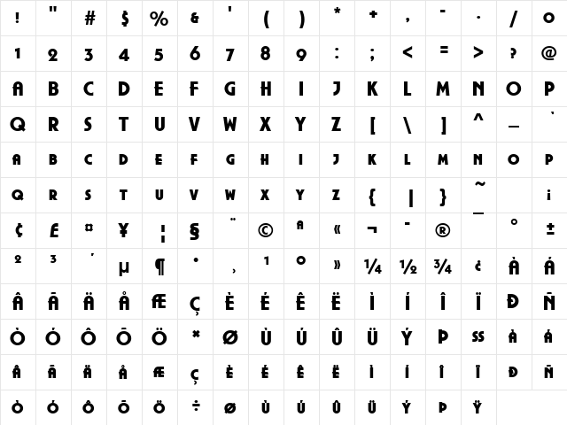 URWPlenaSCDUlt Regular  glyph index