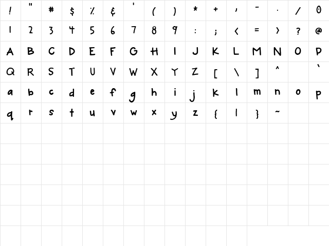 LD Dabble Regular  glyph index