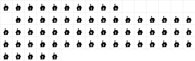 101! Small Town Church Regular  glyph index