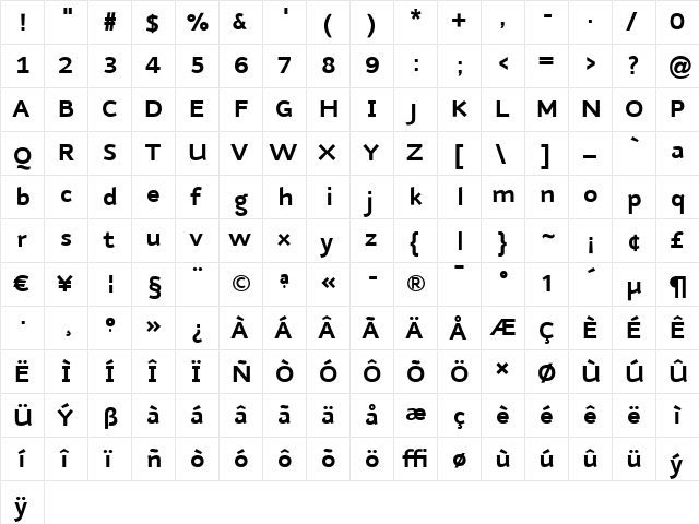 NubianAlt-Bold Bold  glyph index