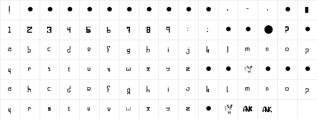 Alphabeta Regular  glyph index