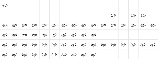 Fly Away Regular  glyph index