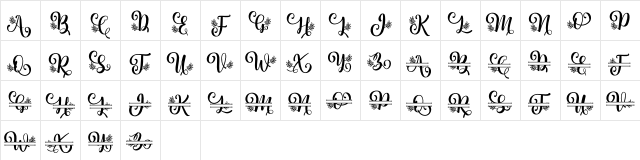 Albanian Olive Monogram 2 Regular  glyph index