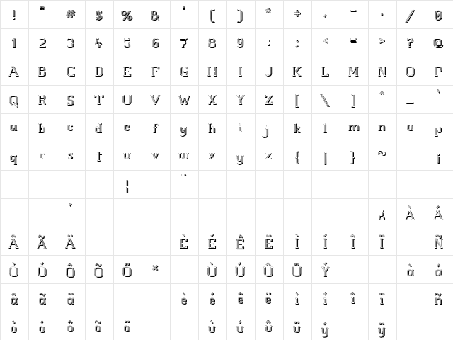 White Line Fever Light 3d 1.00 Regular  glyph index
