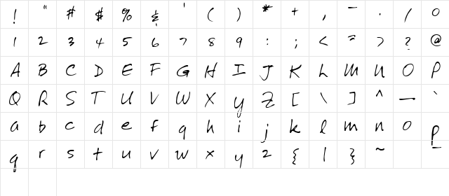 Roel Regular  glyph index