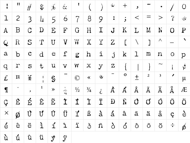 Chandler42 Regular  glyph index